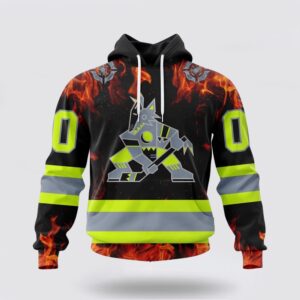 Personalized NHL Arizona Coyotes Hoodie Special Design Honoring Firefighters 3D Hoodie 2 1