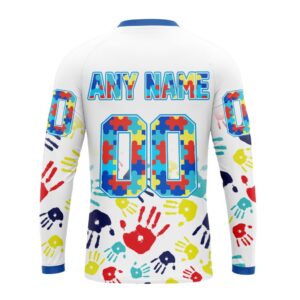 Personalized NHL Arizona CoyotesCrewneck Sweatshirt Autism Awareness Hands Design Unisex Shirt 2
