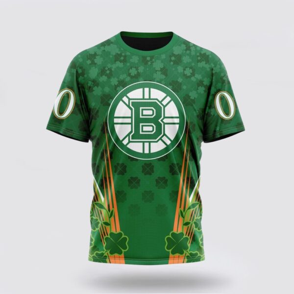 Personalized NHL Boston Bruins 3D T Shirt Full Green Design For St Patrick’s Day Unisex Tshirt