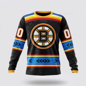 Personalized NHL Boston Bruins Crewneck Sweatshirt Special Native Heritage Design 1