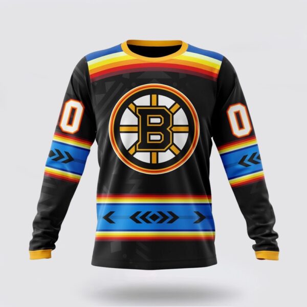 Personalized NHL Boston Bruins Crewneck Sweatshirt Special Native Heritage Design