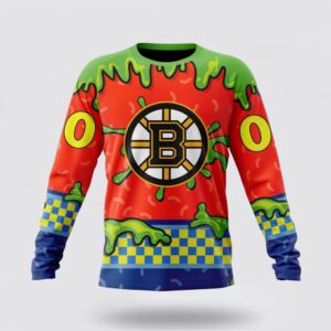 Personalized NHL Boston Bruins Crewneck Sweatshirt Special Nickelodeon Design 1