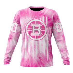Personalized NHL Boston Bruins Crewneck Sweatshirt Special Pink Tie Dye Unisex Shirt 1