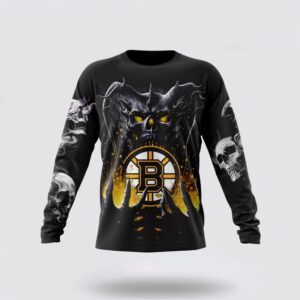 Personalized NHL Boston Bruins Crewneck Sweatshirt Special Skull Art Design 1