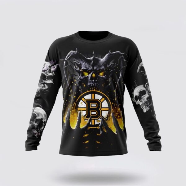 Personalized NHL Boston Bruins Crewneck Sweatshirt Special Skull Art Design