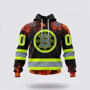 Personalized NHL Boston Bruins Hoodie Special Design Honoring Firefighters 3D Hoodie 2 1