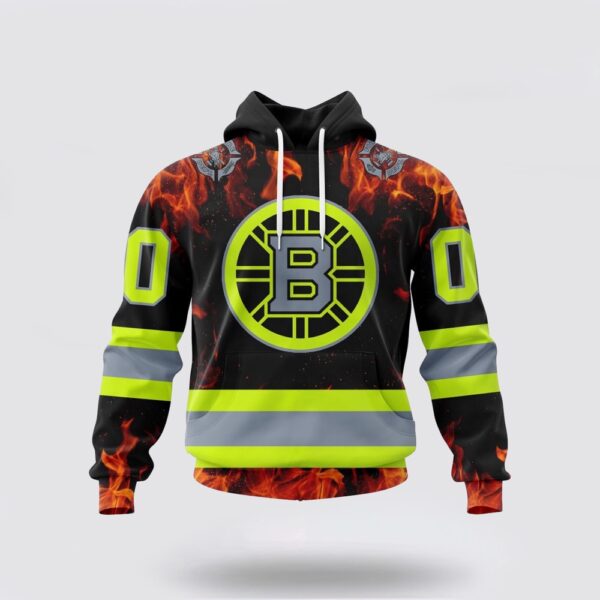 Personalized NHL Boston Bruins Hoodie Special Design Honoring Firefighters 3D Hoodie