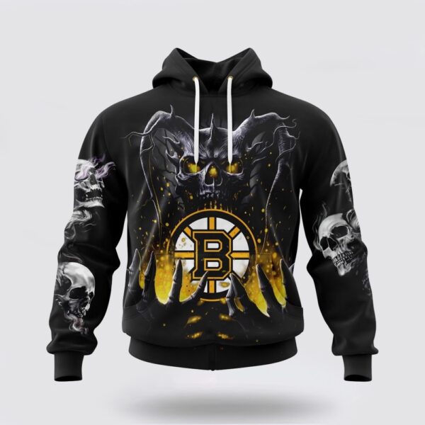 Personalized NHL Boston Bruins Hoodie Special Skull Art Design 3D Hoodie