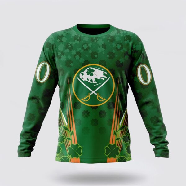 Personalized NHL Buffalo Sabres Crewneck Sweatshirt Full Green Design For St Patrick’s Day