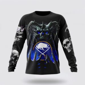 Personalized NHL Buffalo Sabres Crewneck Sweatshirt Special Skull Art Design 1