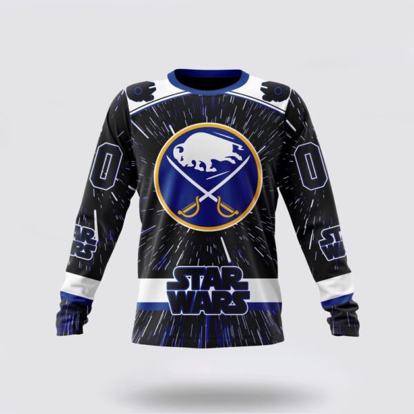 Personalized NHL Buffalo Sabres Crewneck Sweatshirt X Star Wars Meteor Shower Design