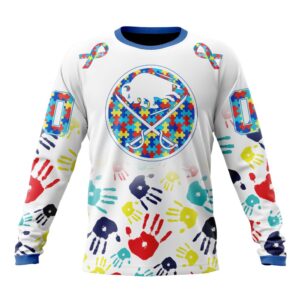 Personalized NHL Buffalo SabresCrewneck Sweatshirt Autism Awareness Hands Design Unisex Shirt 1
