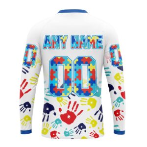 Personalized NHL Calgary FlamesCrewneck Sweatshirt Autism Awareness Hands Design Unisex Shirt 2