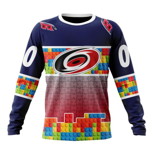 Personalized NHL Carolina Hurricanes Crewneck Sweatshirt Autism Awareness Design