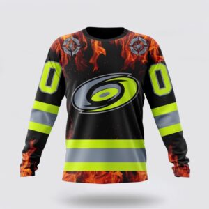 Personalized NHL Carolina Hurricanes Crewneck Sweatshirt Special Design Honoring Firefighters 1