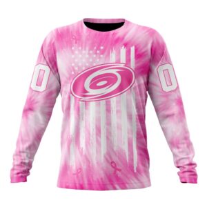 Personalized NHL Carolina Hurricanes Crewneck Sweatshirt Special Pink Tie Dye Unisex Shirt 1