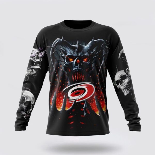 Personalized NHL Carolina Hurricanes Crewneck Sweatshirt Special Skull Art Design