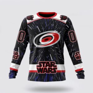 Personalized NHL Carolina Hurricanes Crewneck Sweatshirt X Star Wars Meteor Shower Design 1