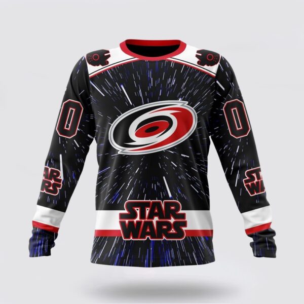 Personalized NHL Carolina Hurricanes Crewneck Sweatshirt X Star Wars Meteor Shower Design