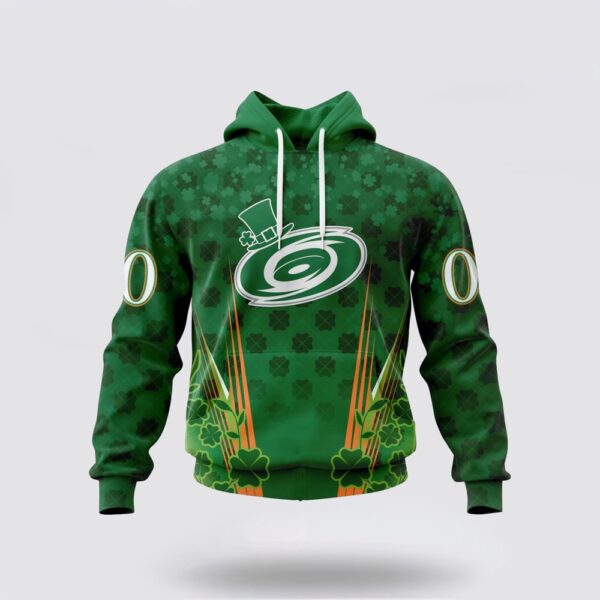 Personalized NHL Carolina Hurricanes Hoodie Full Green Design For St Patrick’s Day 3D Hoodie