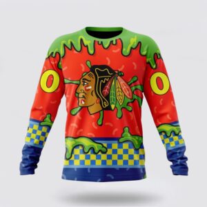 Personalized NHL Chicago Blackhawks Crewneck Sweatshirt Special Nickelodeon Design 1