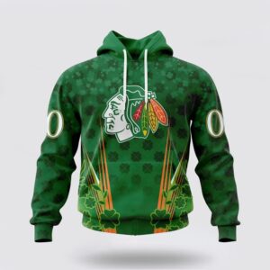Personalized NHL Chicago Blackhawks Hoodie Full Green Design For St Patricks Day 3D Hoodie 2 1