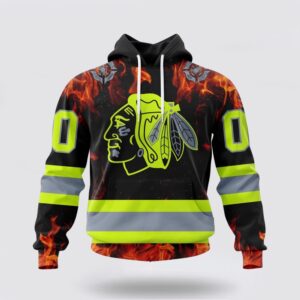 Personalized NHL Chicago Blackhawks Hoodie Special Design Honoring Firefighters 3D Hoodie 2 1