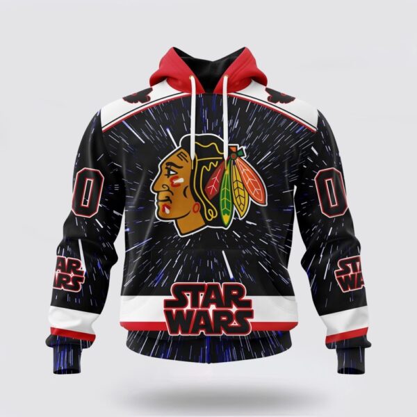 Personalized NHL Chicago Blackhawks Hoodie X Star Wars Meteor Shower Design 3D Hoodie