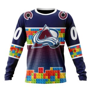 Personalized NHL Colorado Avalanche Crewneck Sweatshirt Autism Awareness Design 1