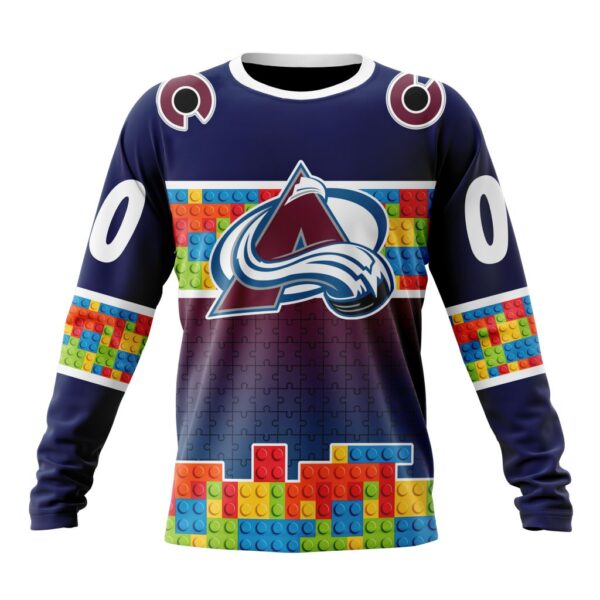 Personalized NHL Colorado Avalanche Crewneck Sweatshirt Autism Awareness Design