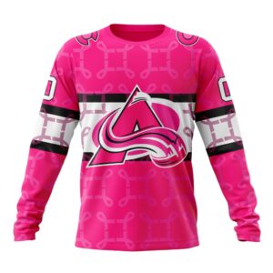 Personalized NHL Colorado Avalanche Crewneck Sweatshirt I Pink I Can In October We Wear Pink Breast Cancer 1