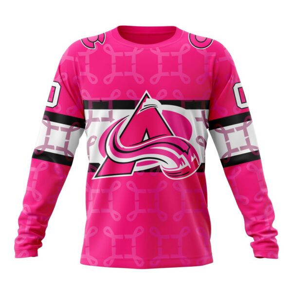 Personalized NHL Colorado Avalanche Crewneck Sweatshirt I Pink I Can In October We Wear Pink Breast Cancer