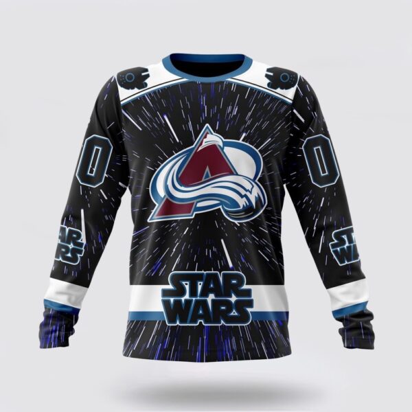 Personalized NHL Colorado Avalanche Crewneck Sweatshirt X Star Wars Meteor Shower Design