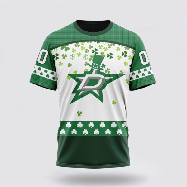 Personalized NHL Dallas Stars 3D T Shirt Special Design For St Patrick Day Unisex Tshirt