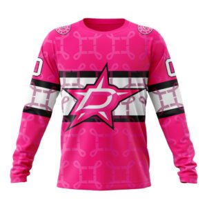 Personalized NHL Dallas Stars Crewneck Sweatshirt I Pink I Can In October We Wear Pink Breast Cancer 1