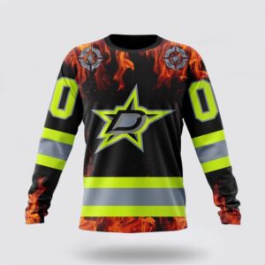 Personalized NHL Dallas Stars Crewneck Sweatshirt Special Design Honoring Firefighters 1