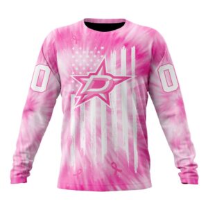 Personalized NHL Dallas Stars Crewneck Sweatshirt Special Pink Tie Dye Unisex Shirt 1