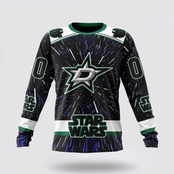 Personalized NHL Dallas Stars Crewneck Sweatshirt X Star Wars Meteor Shower Design