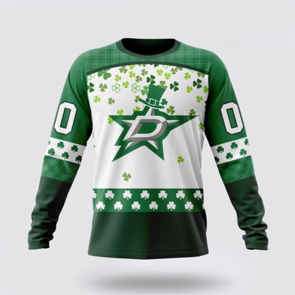 Personalized NHL Dallas Stars Crewneck Sweatshirt Special Design For St Patrick Day