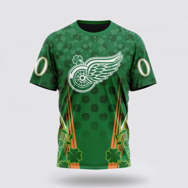 Personalized NHL Detroit Red Wings 3D T Shirt Full Green Design For St Patrick’s Day Unisex Tshirt