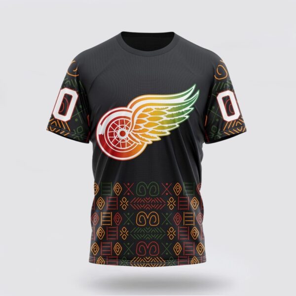 Personalized NHL Detroit Red Wings 3D T Shirt Special Design For Black History Month Unisex Tshirt