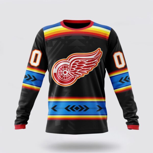 Personalized NHL Detroit Red Wings Crewneck Sweatshirt Special Native Heritage Design