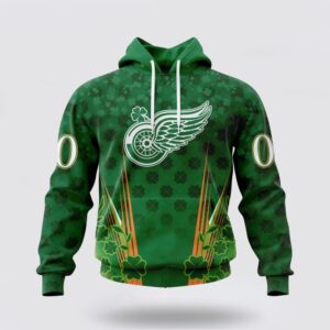 Personalized NHL Detroit Red Wings Hoodie Full Green Design For St Patricks Day 3D Hoodie 2 1