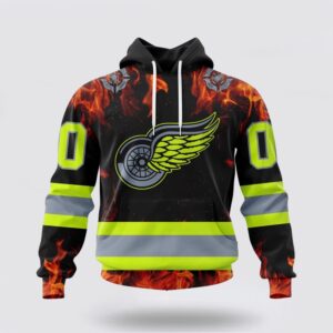 Personalized NHL Detroit Red Wings Hoodie Special Design Honoring Firefighters 3D Hoodie 2 1