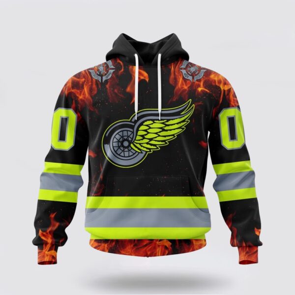 Personalized NHL Detroit Red Wings Hoodie Special Design Honoring Firefighters 3D Hoodie