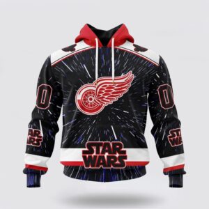 Personalized NHL Detroit Red Wings Hoodie X Star Wars Meteor Shower Design 3D Hoodie 1 1