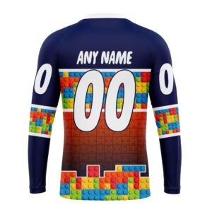 Personalized NHL Edmonton Oilers Crewneck Sweatshirt Autism Awareness Design 2