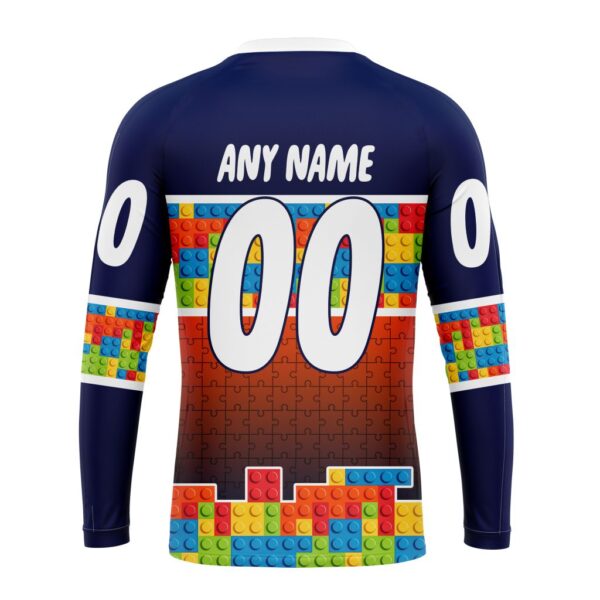 Personalized NHL Edmonton Oilers Crewneck Sweatshirt Autism Awareness Design