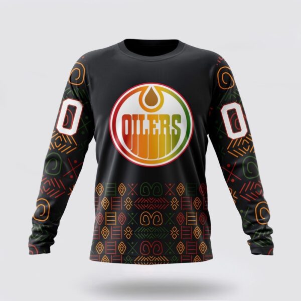 Personalized NHL Edmonton Oilers Crewneck Sweatshirt Special Design For Black History Month