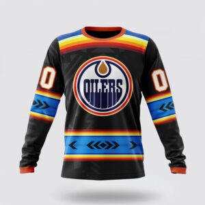 Personalized NHL Edmonton Oilers Crewneck Sweatshirt Special Native Heritage Design 1